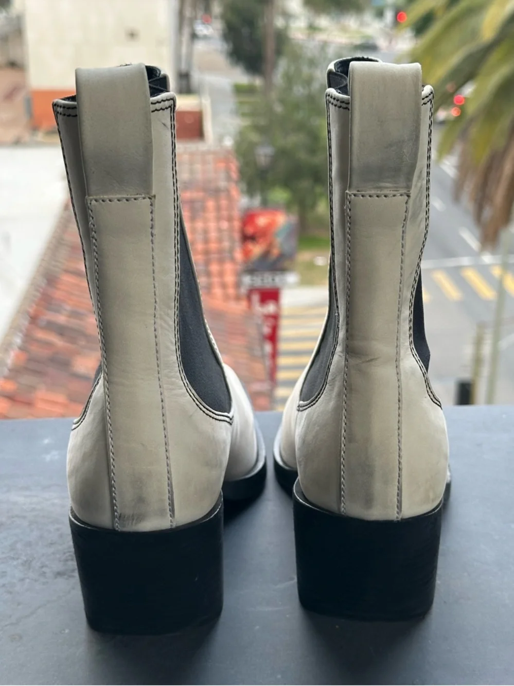Rag & Bone Joni Chelsea Boot White Leather Square Toe Block Heel EU 38.5 / US 8 - Picture 8 of 8